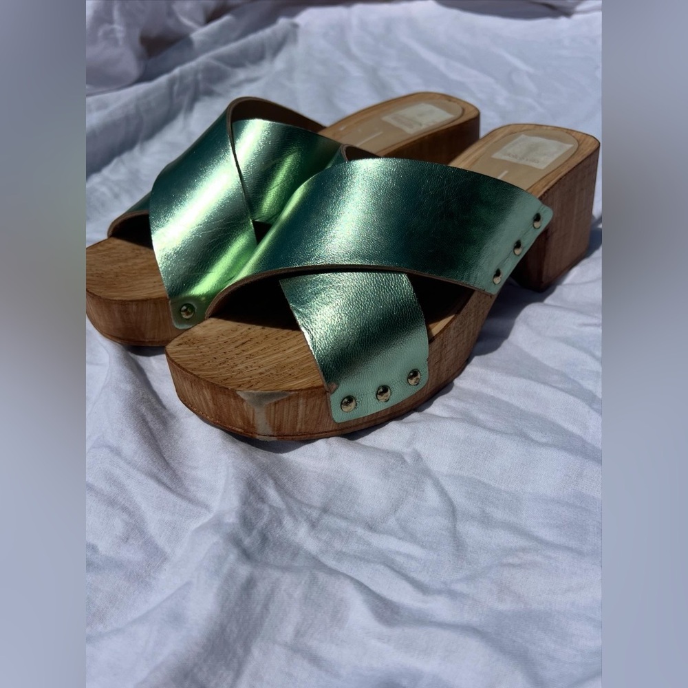 Green Metallic Dolce Vita Clogs